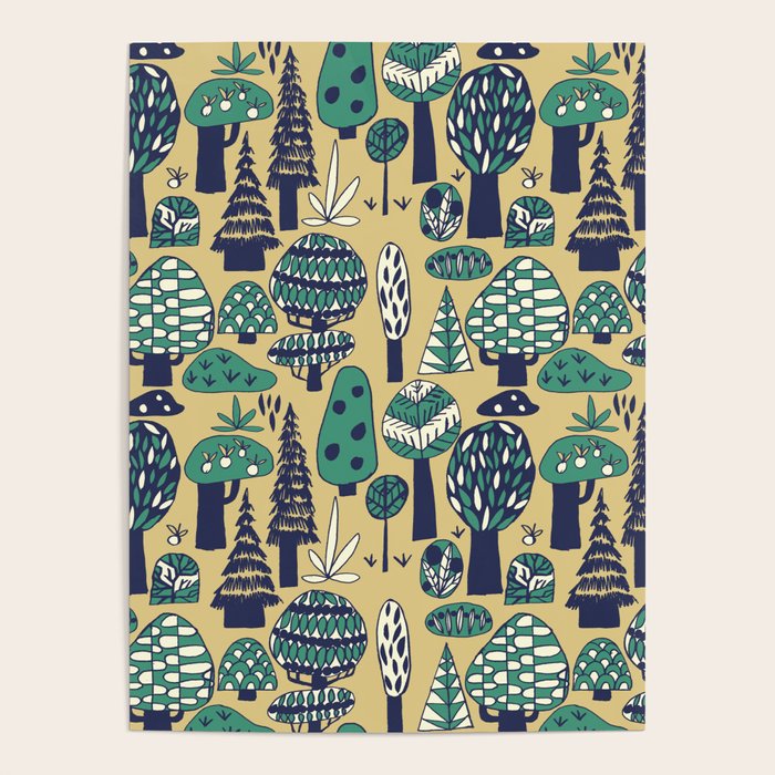 Whimsical tropical jungle pattern Poster Gallery Image 4