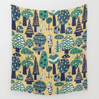 Whimsical tropical jungle pattern Wall Tapestry Gallery Image 4