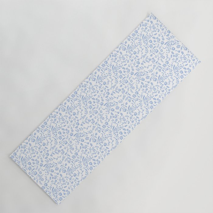 Ditsy Toile Floral Blue and White Yoga Mat Gallery Image 1