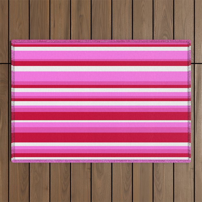 Classic Stripes XVII - Y2K Pink and Red Outdoor Rug Gallery Image 1