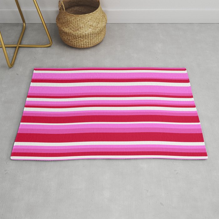 Classic Stripes XVII - Y2K Pink and Red Rug Gallery Image 1