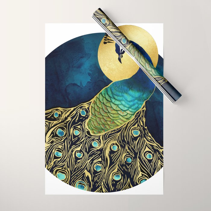 Golden Peacock Wrapping Paper Gallery Image 1