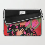 Portrait woman with tulips on red background Laptop Sleeve Gallery Image 2