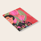 Portrait woman with tulips on red background Notebook Gallery Image 2