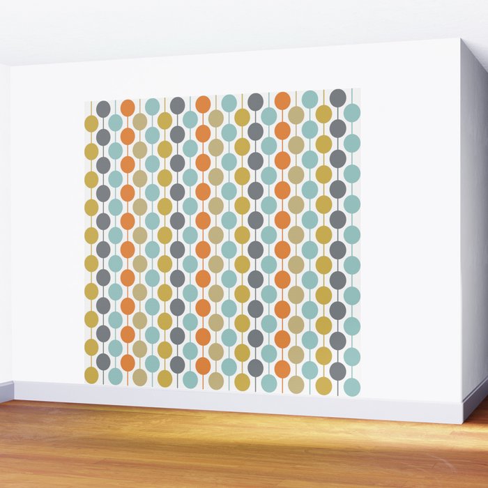 Retro Circles Mid Century Modern Background Wall Mural Gallery Image 2