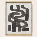 Black Ink Paint Brush Strokes Wiggles Mid Century Modern Serving Tray Gallery Image 1