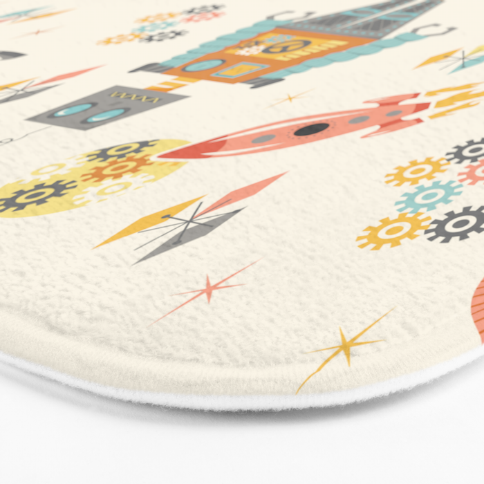 Vintage Inspired Robots in Space Bath Mat Gallery Image 3