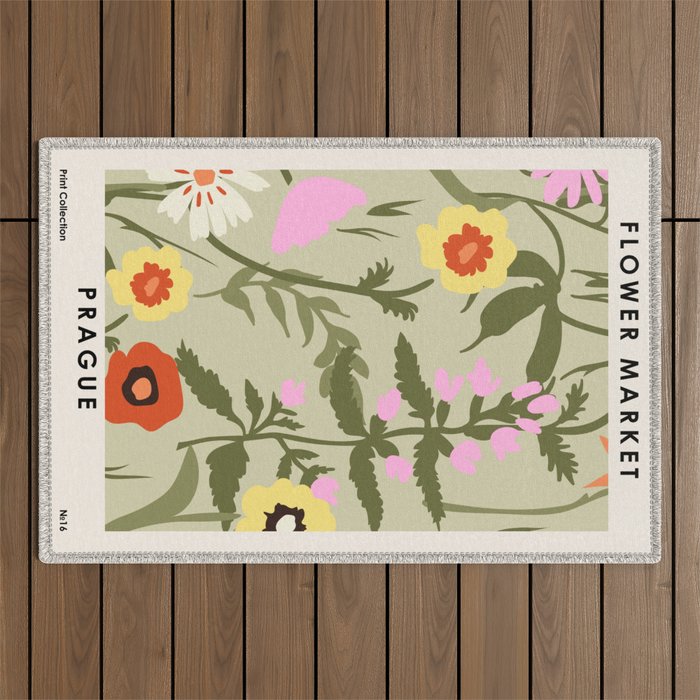 Flower Market, Prague, Abstract floral art Outdoor Rug Gallery Image 1