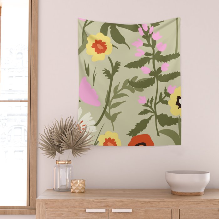 Flower Market, Prague, Abstract floral art Wall Tapestry Gallery Image 2