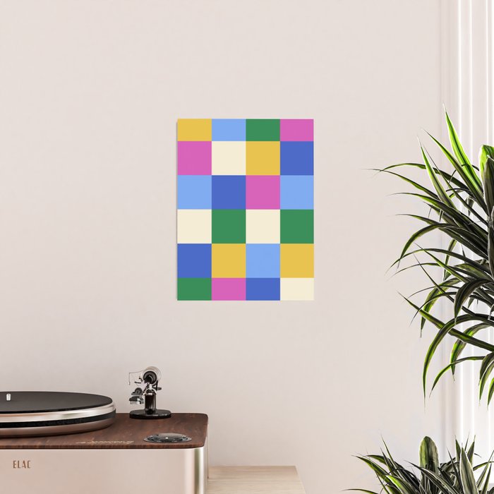 Bold Colorful Checks Pattern - Large XVI Poster Gallery Image 2