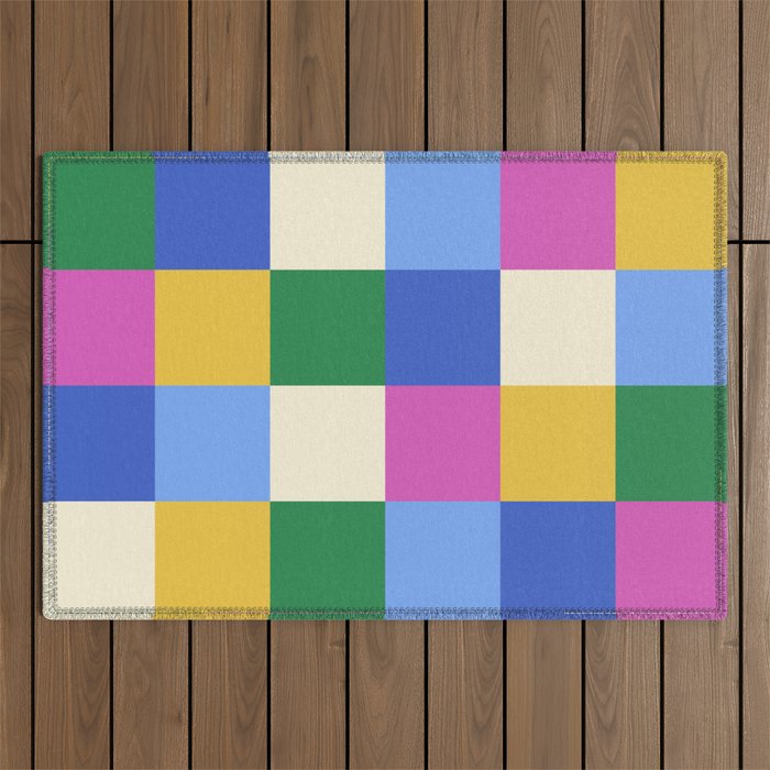 Bold Colorful Checks Pattern - Large XVI Outdoor Rug Gallery Image 1