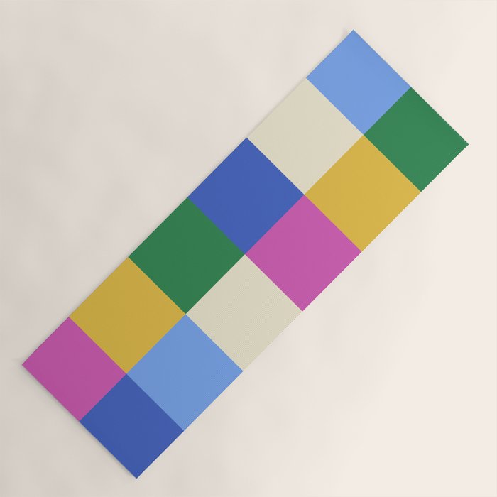 Bold Colorful Checks Pattern - Large XVI Yoga Mat Gallery Image 1