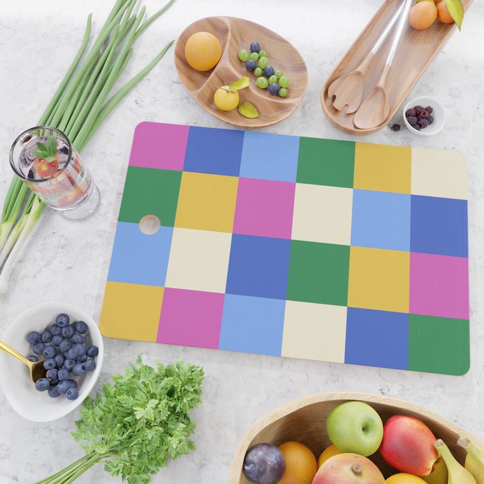 Bold Colorful Checks Pattern - Large XVI Cutting Board Gallery Image 2