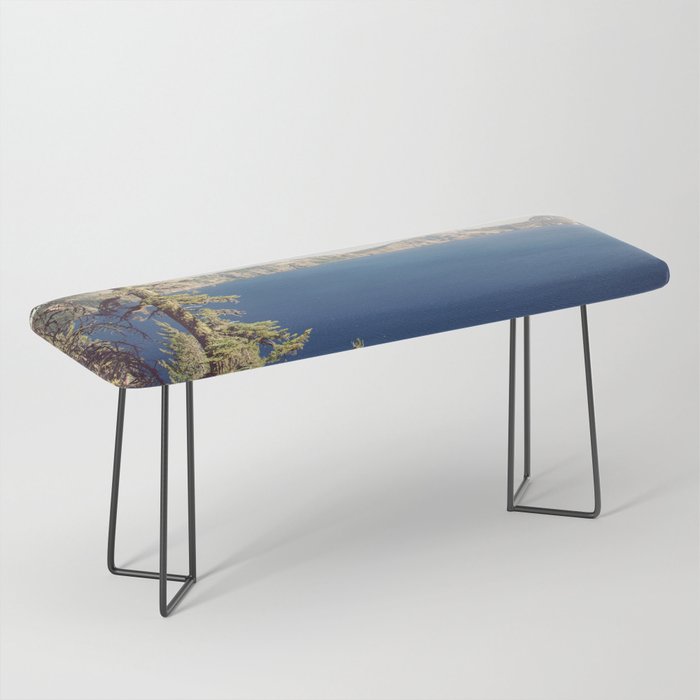 Beautiful Blue Crater Lake Bench Gallery Image 1