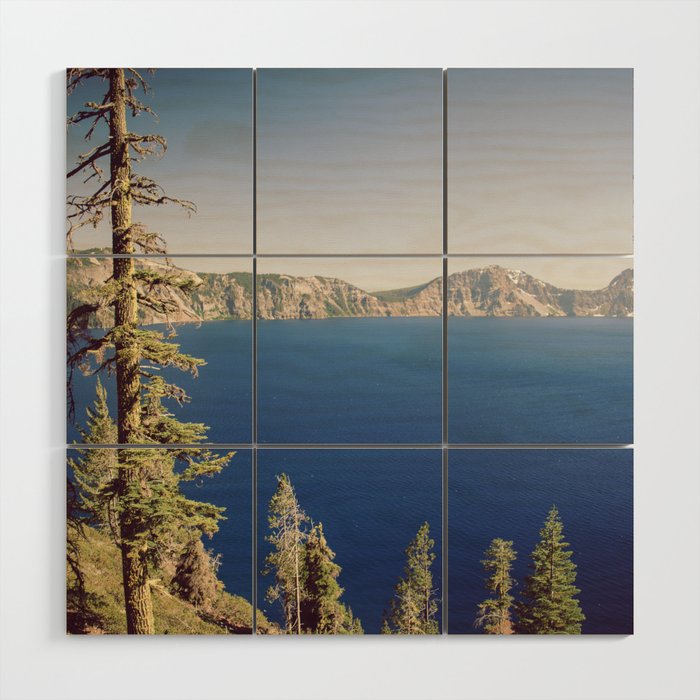 Beautiful Blue Crater Lake Wood Wall Art Gallery Image 1