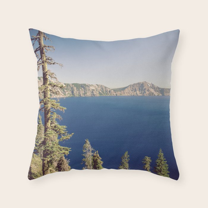 Beautiful Blue Crater Lake Throw Pillow Gallery Image 1