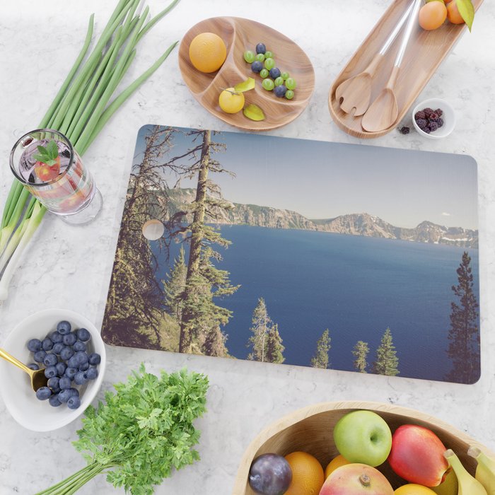 Beautiful Blue Crater Lake Cutting Board Gallery Image 2
