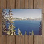 Beautiful Blue Crater Lake Outdoor Rug Gallery Image 1