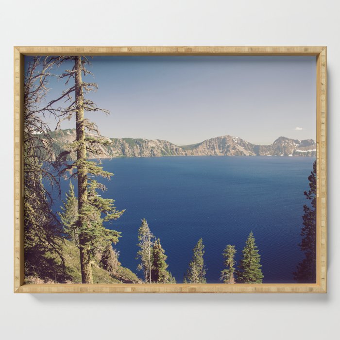 Beautiful Blue Crater Lake Serving Tray Gallery Image 1