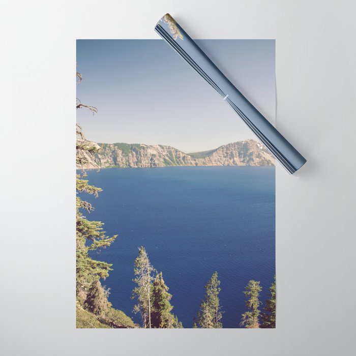 Beautiful Blue Crater Lake Wrapping Paper Gallery Image 1