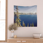 Beautiful Blue Crater Lake Wall Tapestry Gallery Image 2