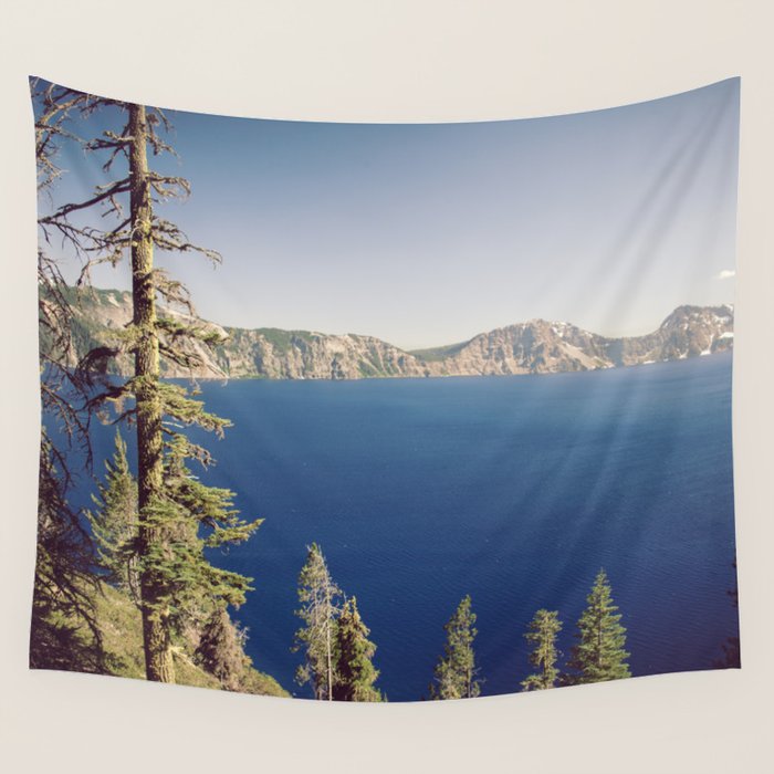 Beautiful Blue Crater Lake Wall Tapestry Gallery Image 1