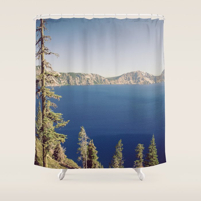 Beautiful Blue Crater Lake Shower Curtain Gallery Image 1