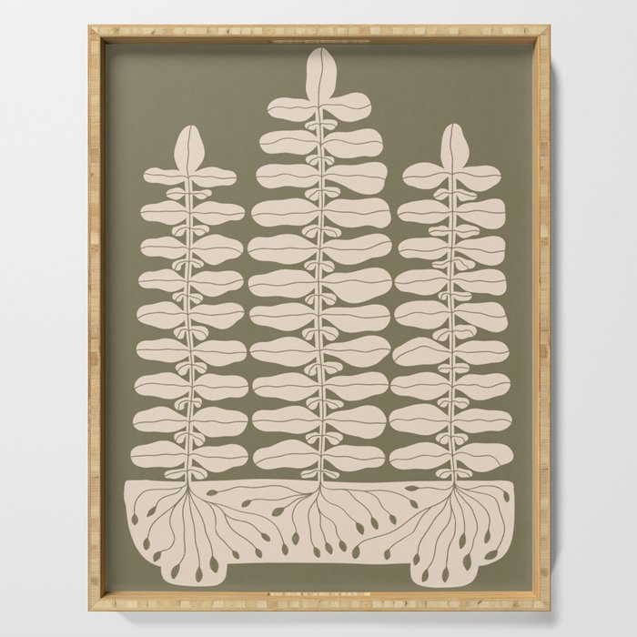 One Hundred-Leaved Plant #22 Serving Tray Gallery Image 1