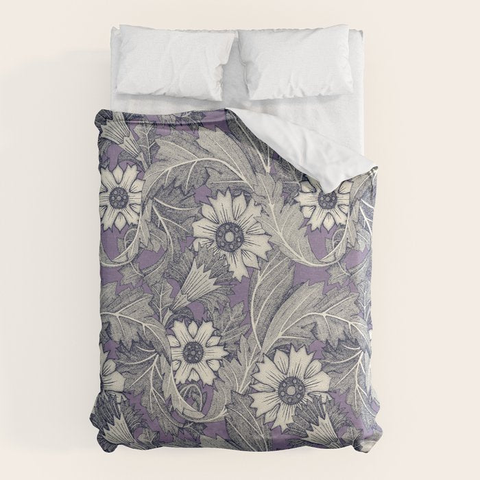 acanthus navy blue violet Duvet Cover Gallery Image 6