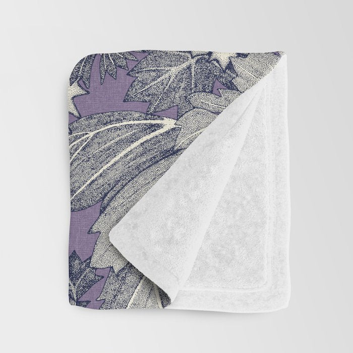 acanthus navy blue violet Throw Blanket Gallery Image 3