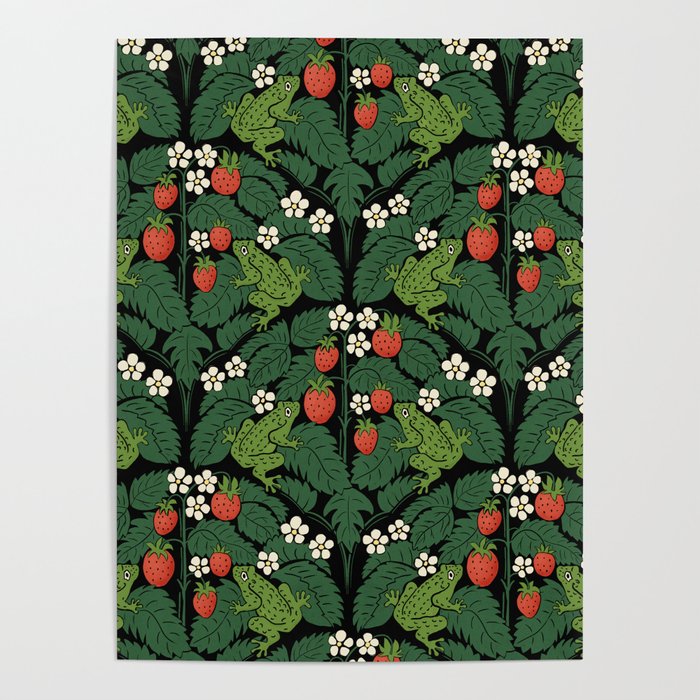 Bullfrogs And Wild Strawberries On Black Poster Gallery Image 4