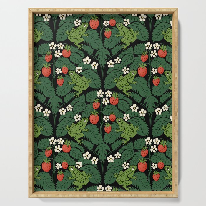 Bullfrogs And Wild Strawberries On Black Serving Tray Gallery Image 1