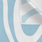 Retro Modern Liquid Swirl Abstract Pattern in Baby Blue and White Wall Tapestry Gallery Image 3