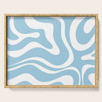 Retro Modern Liquid Swirl Abstract Pattern in Baby Blue and White Serving Tray Gallery Image 1