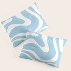 Retro Modern Liquid Swirl Abstract Pattern in Baby Blue and White Pillow Sham Gallery Image 3