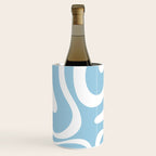 Retro Modern Liquid Swirl Abstract Pattern in Baby Blue and White Wine Chiller Gallery Image 3
