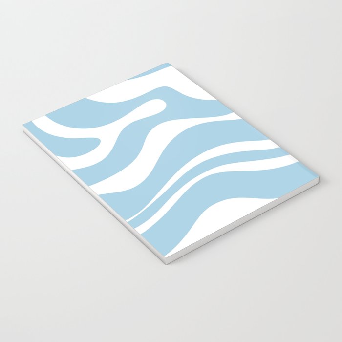 Retro Modern Liquid Swirl Abstract Pattern in Baby Blue and White Notebook Gallery Image 3