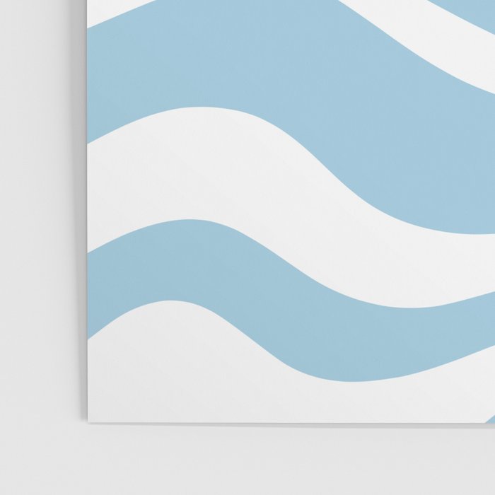 Retro Modern Liquid Swirl Abstract Pattern in Baby Blue and White Poster Gallery Image 3