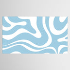 Retro Modern Liquid Swirl Abstract Pattern in Baby Blue and White Tablecloth Gallery Image 2