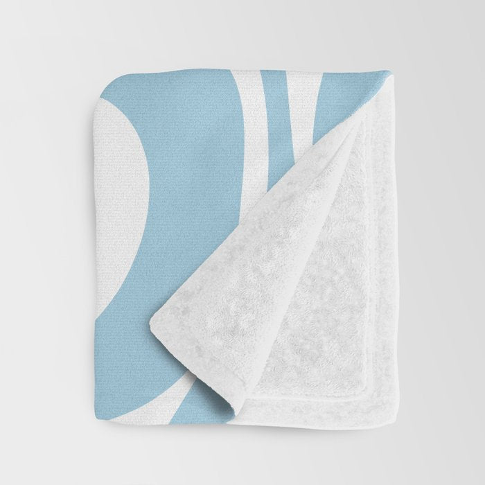 Retro Modern Liquid Swirl Abstract Pattern in Baby Blue and White Throw Blanket Gallery Image 3