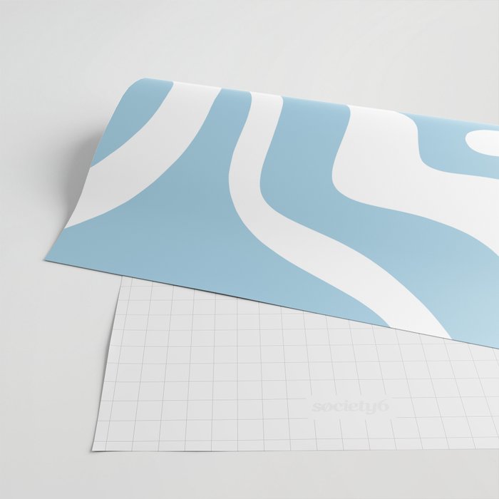 Retro Modern Liquid Swirl Abstract Pattern in Baby Blue and White Wrapping Paper Gallery Image 2