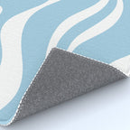 Retro Modern Liquid Swirl Abstract Pattern in Baby Blue and White Rug Gallery Image 4