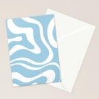Retro Modern Liquid Swirl Abstract Pattern in Baby Blue and White Stationery Card Gallery Image 2