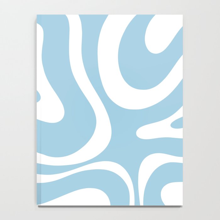 Retro Modern Liquid Swirl Abstract Pattern in Baby Blue and White Notebook Gallery Image 4