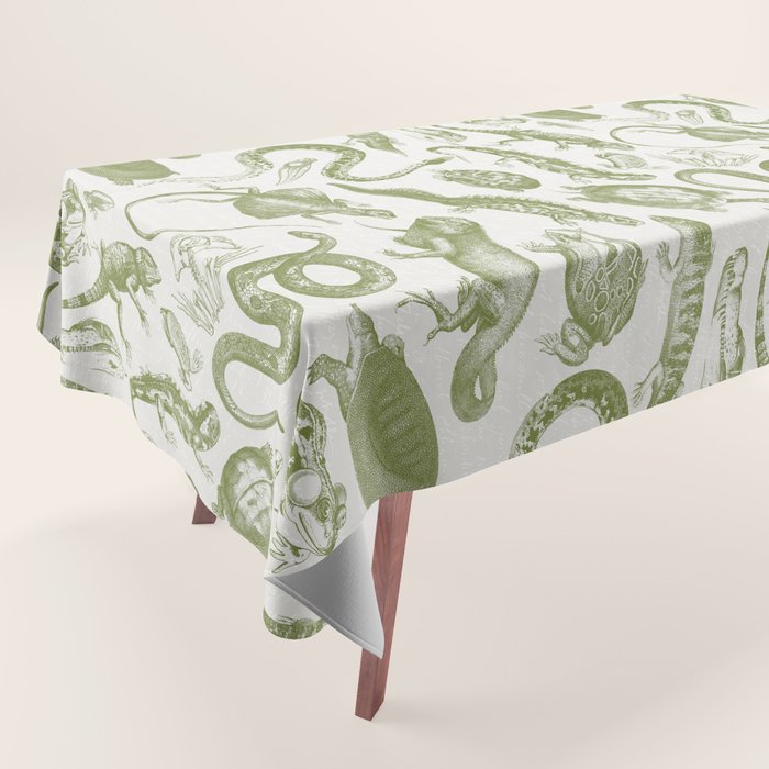 Reptiles and Amphibians Vintage Chic Monochromatic Pattern  Tablecloth Gallery Image 1