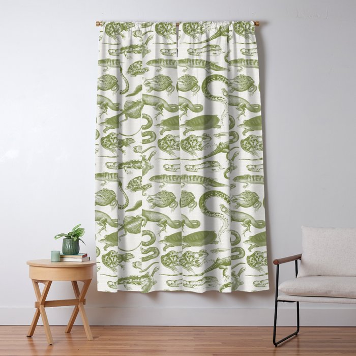 Reptiles and Amphibians Vintage Chic Monochromatic Pattern  Window Curtain Gallery Image 5
