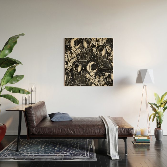 Jackalope - black and cream  Wood Wall Art Gallery Image 2
