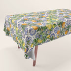Sicilian Citrus, Mediterranean tiles, vintage lemons and orange fruit pattern Tablecloth Gallery Image 1