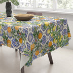 Sicilian Citrus, Mediterranean tiles, vintage lemons and orange fruit pattern Tablecloth Gallery Image 3