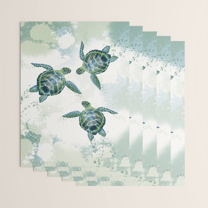Swimming Together 3 - Sea Turtle  Wrapping Paper Gallery Image 3